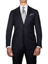 Louis Copeland Ascot Suit Navy 2 piece 2 button notch lapel soft shoulder flap pockets 2