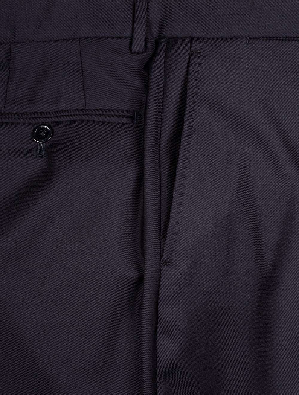 Louis Copeland Ascot Suit Navy 2 piece 2 button notch lapel soft shoulder flap pockets 7