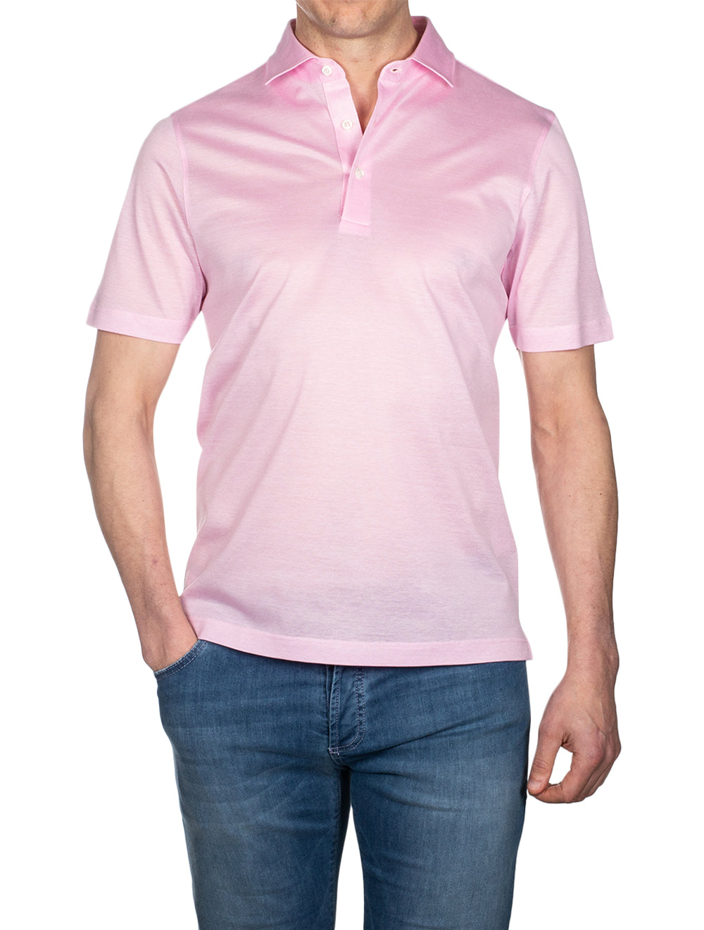 Gran Sasso 3 button Polo Shirt Pink AI1