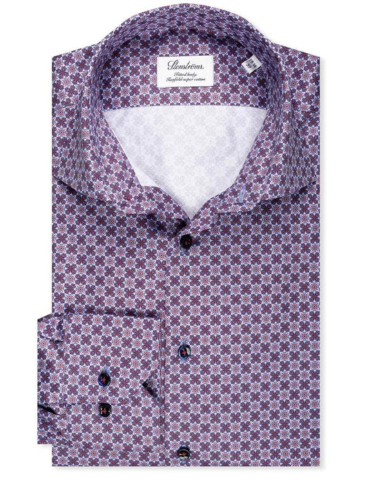 Fitted Pattern Shirt Navy 551