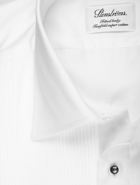 Fitted Pleated Dress Shirt White