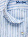 Stenstroms Fitted Striped Linen Shirt Blue