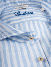 Stenstroms Fitted Striped Linen Shirt Blue