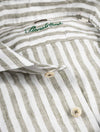 Stenstroms Fitted Striped Linen Shirt Sage