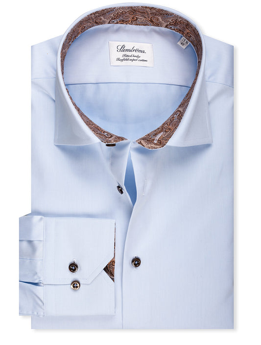 Light Blue Shirt With Paisley Contrast