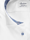 Stenstroms Plain White Fitted Shirt with Floral Inlay