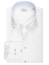 Fitted Plain Shirt with Blue Trim White