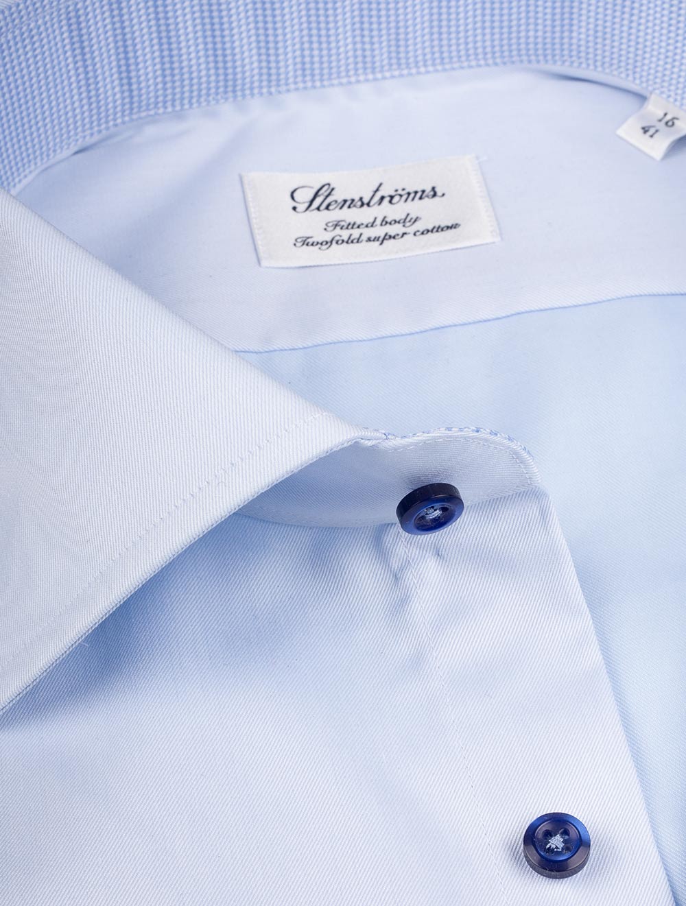 Fitted Plain Shirt With Ht In Blue