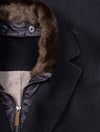 DRESSLER Rick Coat With Fur Collar And Insert Navy