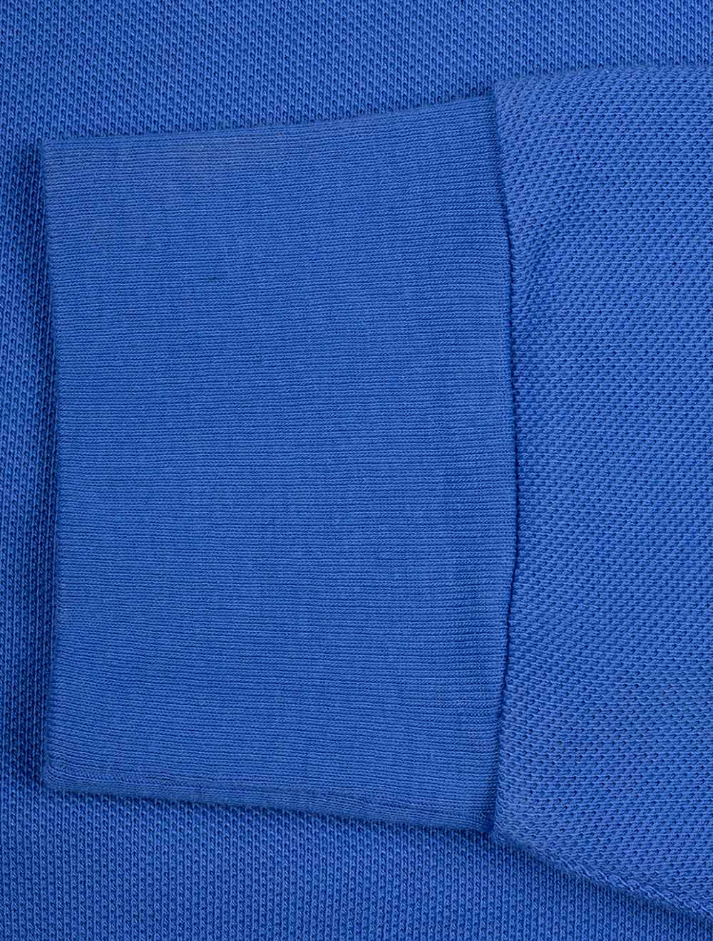 Basic Mesh Long Sleeve Polo Blue