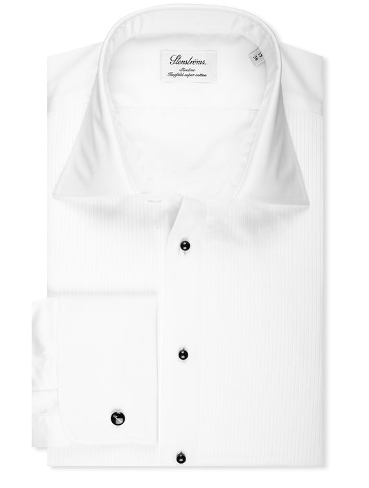 Slimline Pleated Dress Shirt White