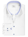 STENSTROMS Slim Fit Plain Contrast Button With Inlay Shirt White