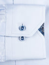 Stenstroms Plain Blue Slimline Shirt with Floral Inlay