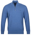 GANT Grey Topaz Blue Cotton Texture Half-Zip Sweater