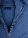 GANT Grey Topaz Blue Cotton Texture Half-Zip Sweater