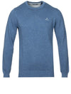 GANT Denim Blue Melange Cotton Piqué Crew Neck Sweater