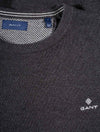 GANT Antracite Melange Cotton Piqué Crew Neck Sweater