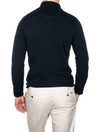 Cotton Piqué Half-Zip Sweater Evening Blue