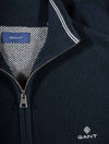 Cotton Piqué Half-Zip Sweater Evening Blue