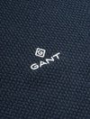 GANT Cotton Pique Zip Cardigan Evening Blue