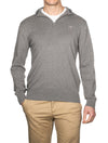 Classic Cotton Half-Zip Sweater Dark Grey Melange