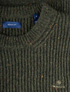 GANT Neps Ribbed Crew Neck Sweater Tartan Green