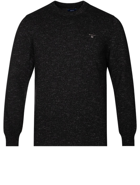GANT Neps Melange Crew Neck Sweater Washed Out Black