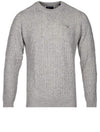 Lambswool Cable Crew Neck Sweater Grey Melange