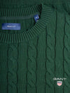 GANT Cotton Cable Crew Neck Sweater Storm Green