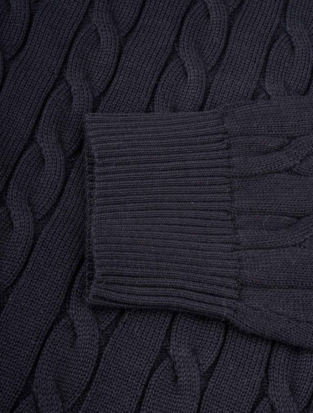 Cotton Cable Crew Neck Sweater Evening Blue