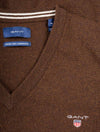 GANT Super Fine Lambswool V-Neck Sweater Dark Brown Melange