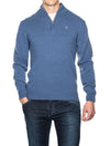 GANT Stone Blue Melange Super Fine Lambswool Half-Zip Sweater