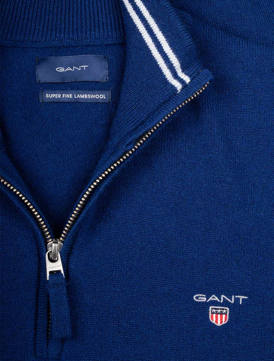 GANT Super Fine Lambswool Half-Zip Sweater College Blue