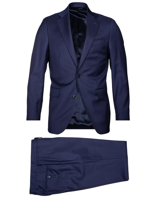 Louis Copeland Plain Suit Blue 2 piece 2 button notch lapel soft shoulder flap pockets 1
