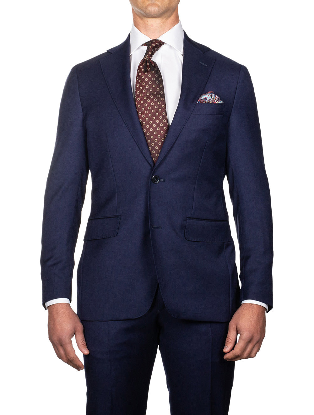 Louis Copeland Plain Suit Blue 2 piece 2 button notch lapel soft shoulder flap pockets 2