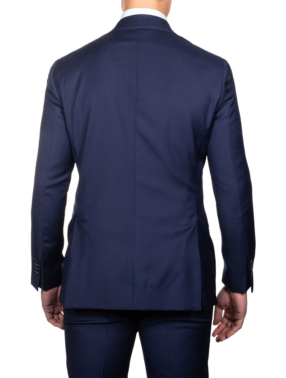 Louis Copeland Plain Suit Blue 2 piece 2 button notch lapel soft shoulder flap pockets 3