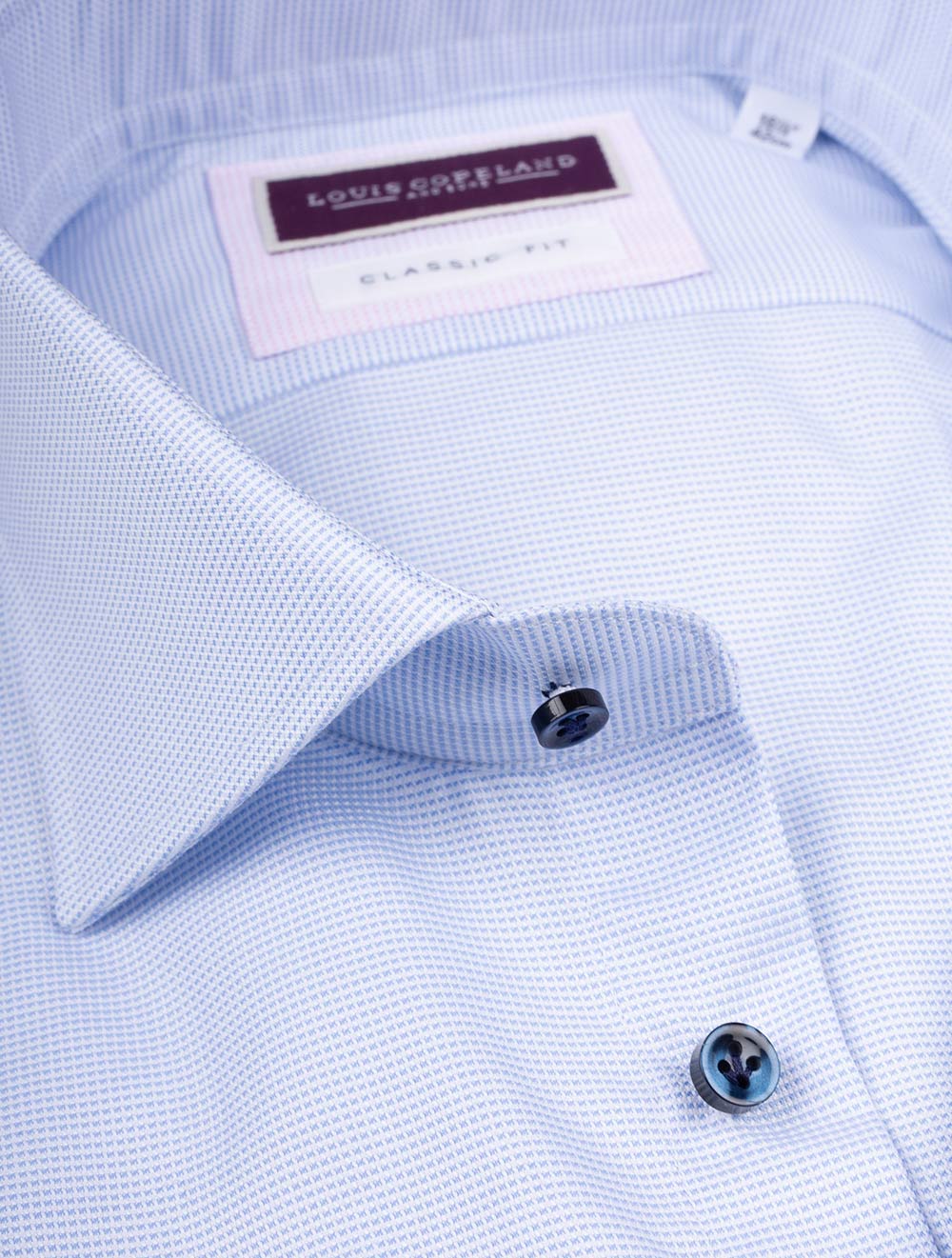 Louis Copeland Classic Fit Nail Head Shirt Blue AI2