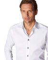 ETON Contemporary Fit Twill Shirt with Navy Details White
