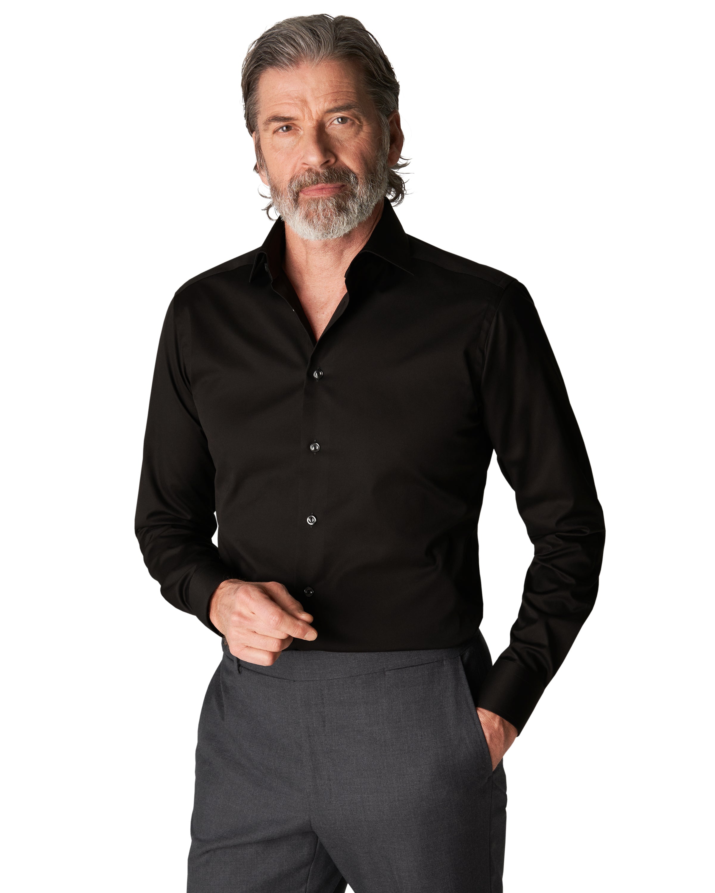 Contemporary Fit Single Cuff Shirt Black
