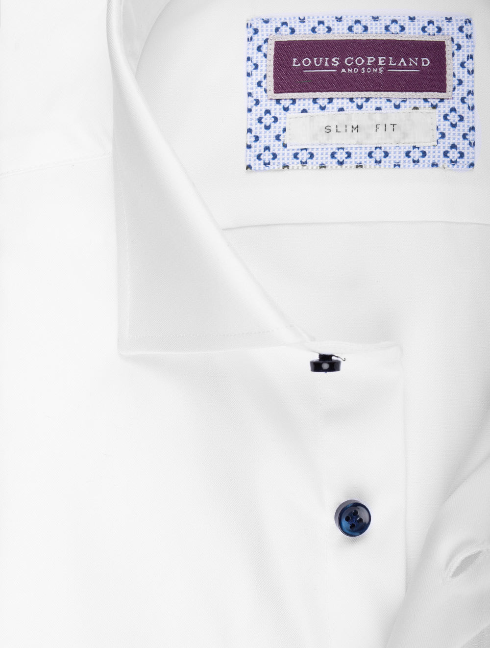 Louis Copeland Slim Fit Plain With Contrast Button Shirt White AI1