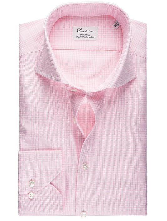 Stenstroms Pink Glen Check Fitted Body Shirt