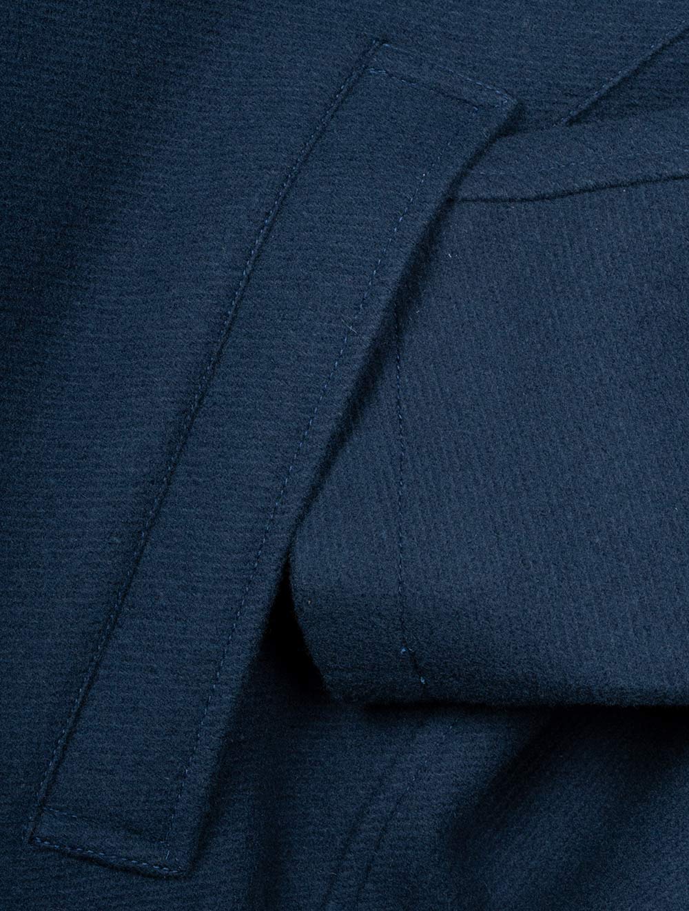 Herno Beaver Fur Collar Car Coat Blue AI4