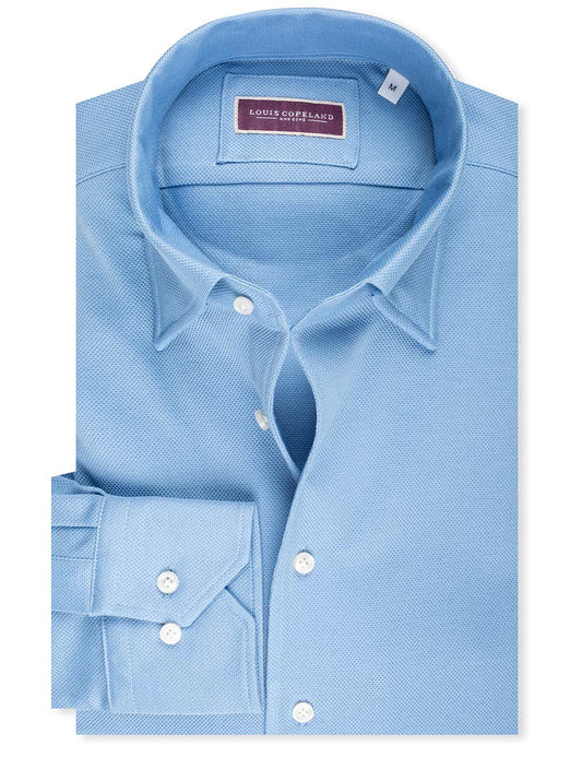 LOUIS COPELAND Pique Jersey Shirt Light Blue