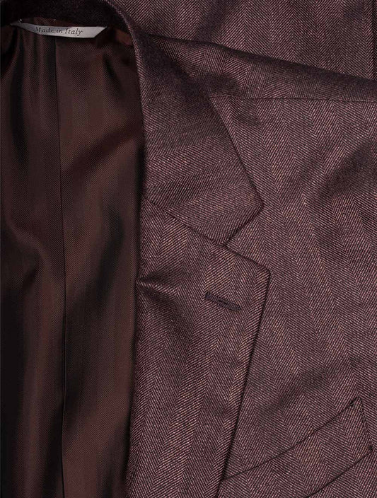 Canali Silk Cashmere Herringbone Jacket Wine 2 Button Single Breasted Soft Shoulder Fully Lined 2
