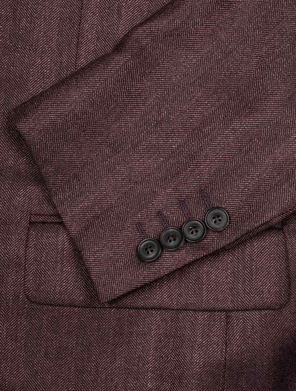 Canali Silk Cashmere Herringbone Jacket Wine 2 Button Single Breasted Soft Shoulder Fully Lined 4