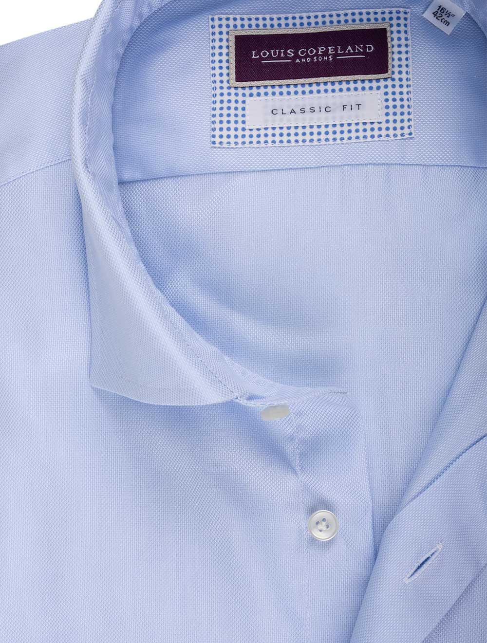 LOUIS COPELAND Classic Fit Pinpoint Shirt-Blue