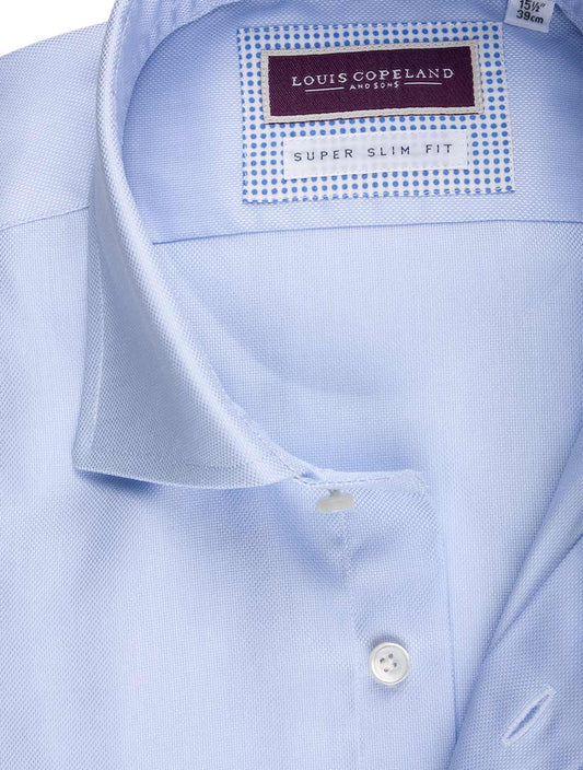 LOUIS COPELAND Super Slim Pinpoint Shirt-Blue