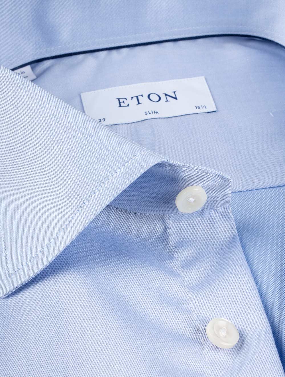 Eton Blue Double Cuff Slim Fit Shirt Blue