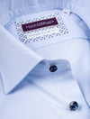 Super Slim Plain Contrast Button Shirt Blue