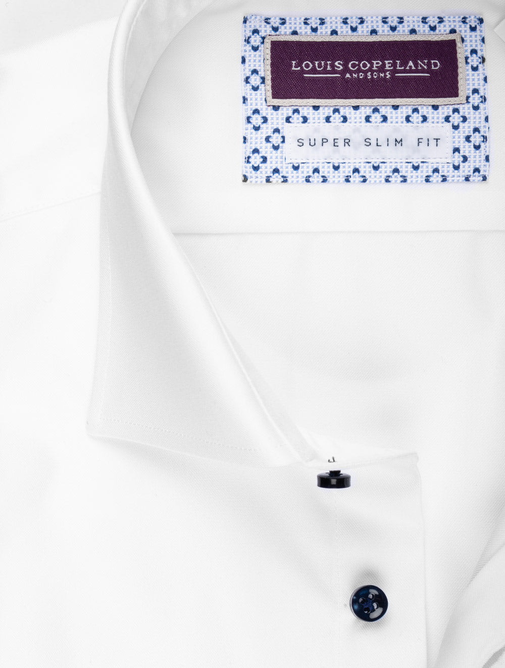 Super Slim Plain Contrast Button Shirt White